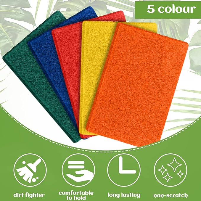 Hoolerry 100 Pcs Heavy Duty Scouring Pads Non Scratch Household Scrub Pads - Image 5