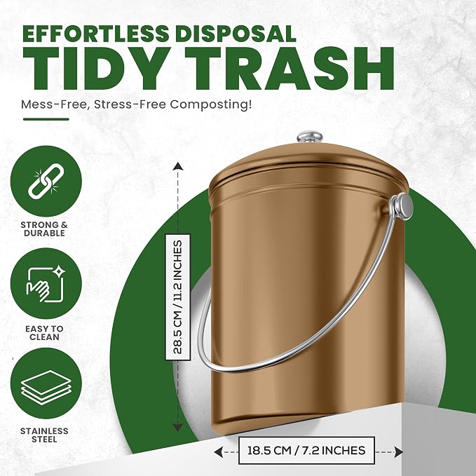 Utopia Kitchen Compost Bin for Kitchen Countertop, 1.3 Gallon Compost Bucket - Image 3