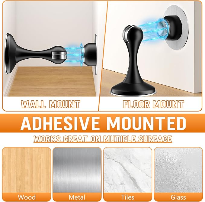 Crosize Magnetic Door Stoppers 2 Pack, Stainless Steel Door Catch - Image 5