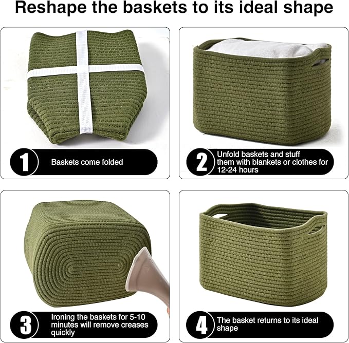 Storage Basket for Shelves, Small Baskets for Organizing, Woven Cotton Rope - Image 7