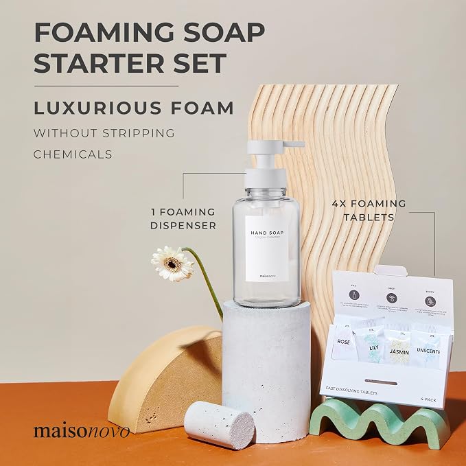 MaisoNovo 14 oz Clear Glass Foaming Soap Dispenser - Image 2