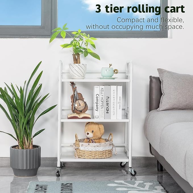 HDANI 3 Tier Rolling Cart Shelves, Heavy Duty Multifunctional Metal - Image 5