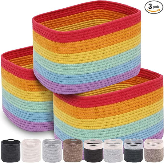 CHAT BLANC Rainbow Cotton Rope Baskets by CHATBLANC