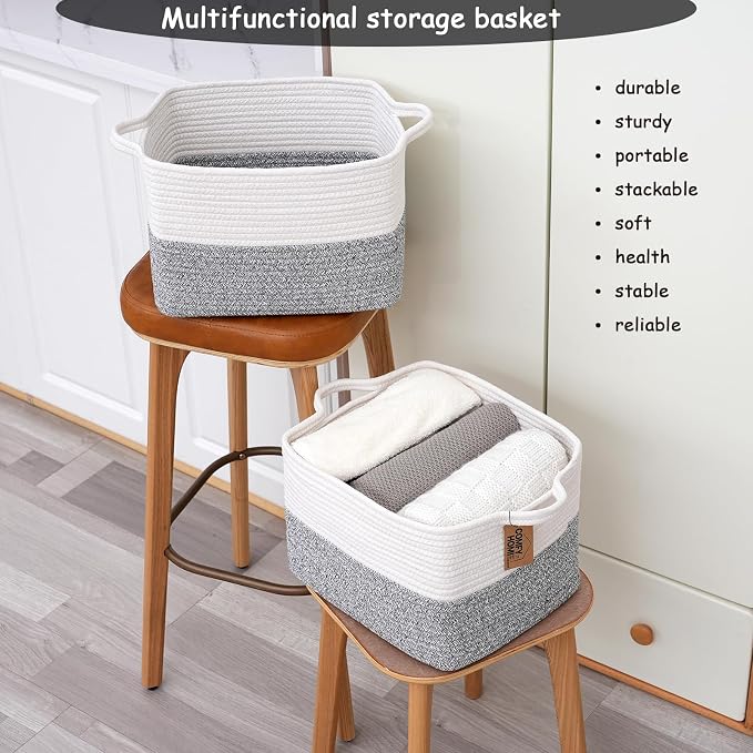 COMFY-HOMI 3-Pack Cotton Rope Woven Basket - Image 6