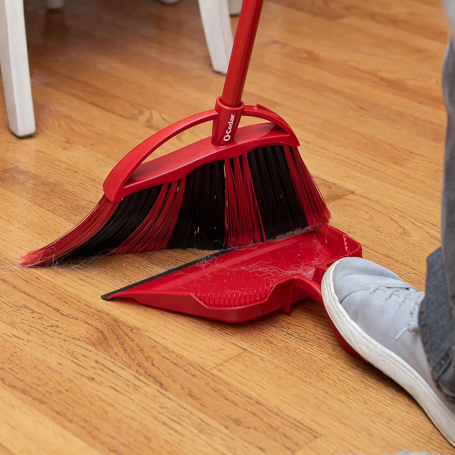 O-Cedar One Sweep Broom with Step-On Dustpan | Remove 99% with One | Lightweight Quiet Cleaning Tool | Ideal for Pet Owners