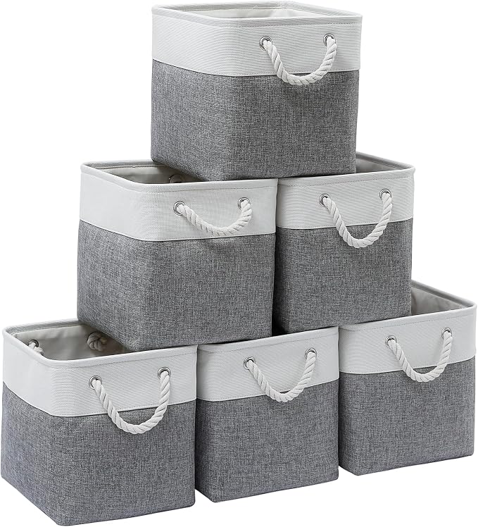 11 x 11 Inch Storage Cubes, 6 Pack Large Collapsible Fabric Storage Bin by ISEMINGLA