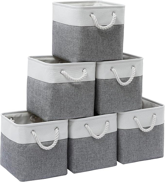11 x 11 Inch Storage Cubes, 6 Pack Large Collapsible Fabric Storage Bin by ISEMINGLA