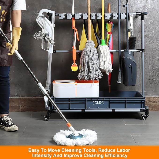 Mop and Broom Holder with Wheels - Image 3