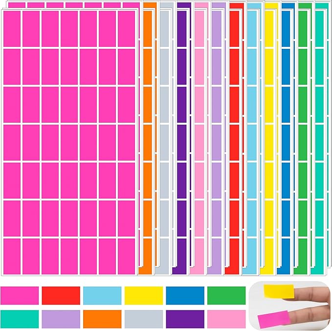 Rectangular Colored Label Stickers, 1.57 x 0.75 Inch Color Coding Label by YSHIHE
