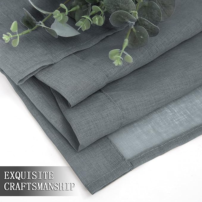 Tollpiz Sheer Tier Curtains Kitchen Linen Textured Half Curtain Sheers Light - Image 7