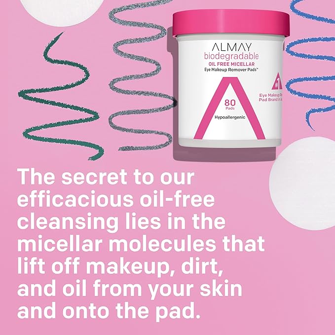Almay Biodegradable Makeup Remover Pads, Micellar Gentle, Hypoallergenic - Image 6