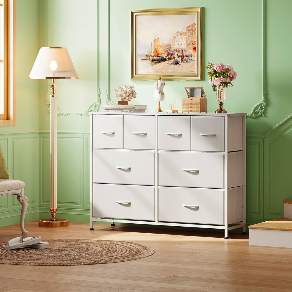 WLIVE Wide Dresser for Bedroom, 8 Drawer Chest of Drawers, White