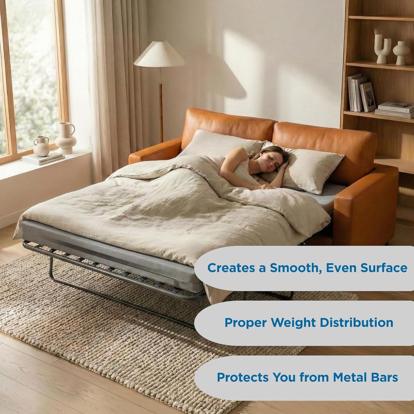 Meliusly Sleeper Sofa Support Board Queen Size (60x48) Heavy Duty Wood Sofa Bed Board for Pull Out Couch, Foldable Mattress Support Under Mattress Bar Shield, Sofa Bed Support, Folding Bed Board