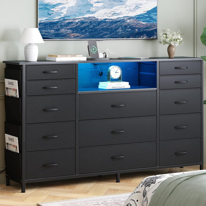 HCHQHS Dresser for Bedroom with 13 Drawers, 47 Inch Fabric Dresser