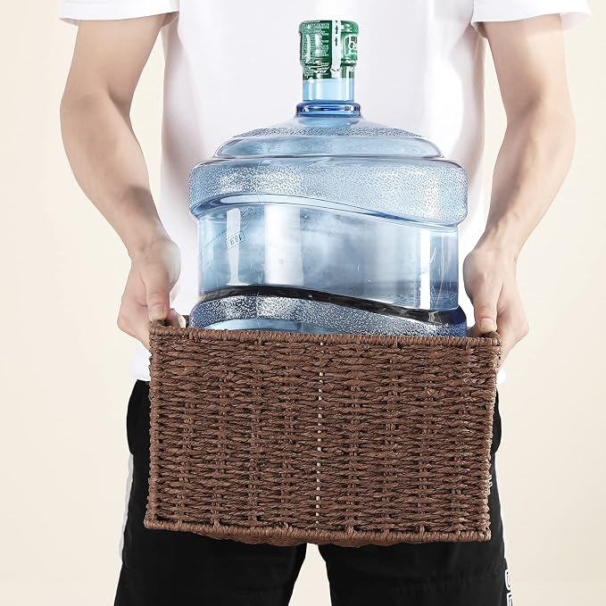 HOONEX Storage Baskets for Organizing, Decorative Round Paper Rope Woven - Image 3