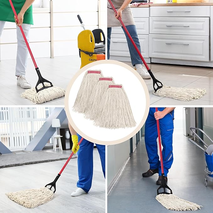 Matthew Cleaning 16oz 3Pack Cotton Floor Mop, Cotton Looped-Open String Heavy - Image 5