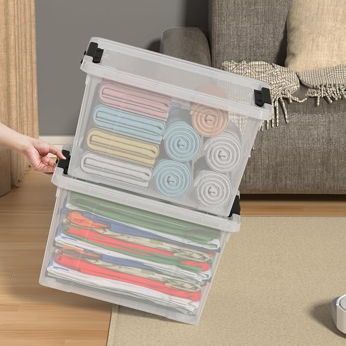 4 Pack 22 Quart Latch Box, Buckle Up Storage Box Set - Image 5