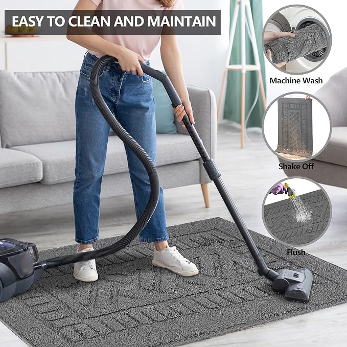 FONEYI Indoor Doormat, Front Back Door Mat Rubber Backing Non Slip Door Mats - Image 5