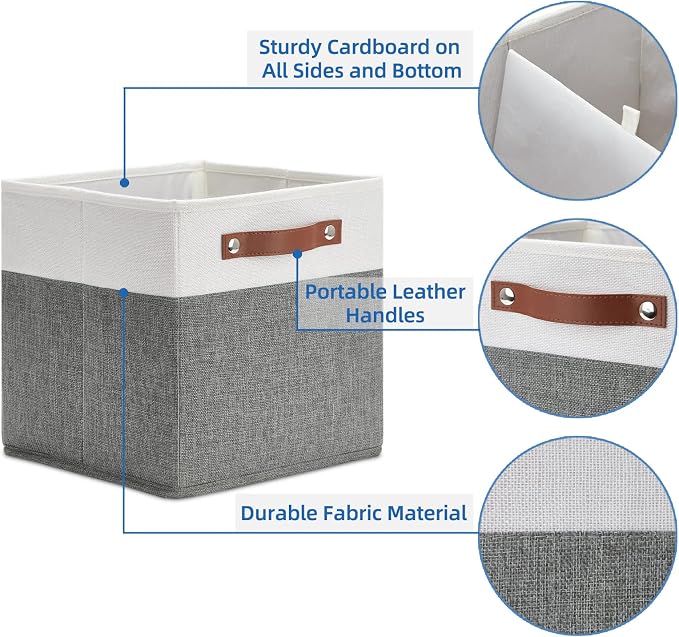 Temary Cube Storage Bins 4 Pack Storage Cubes 11×11 Fabric Storage Bins - Image 3