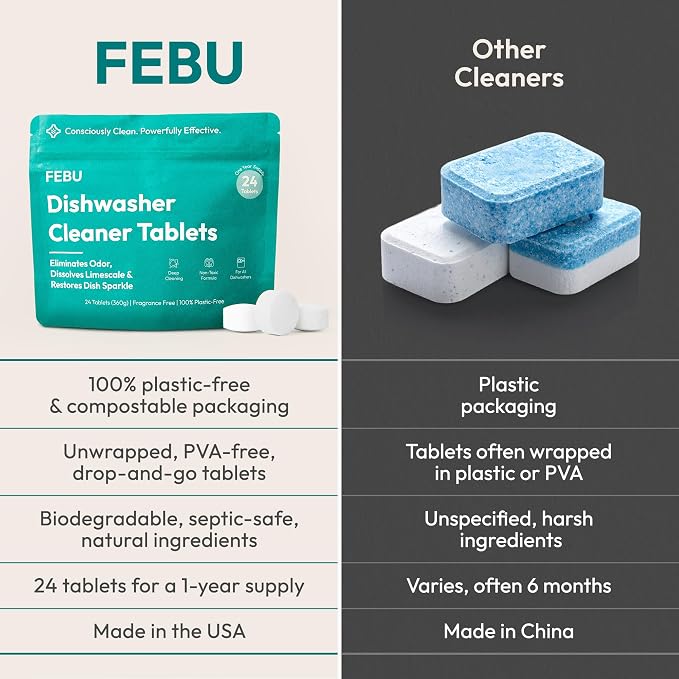 FEBU Dishwasher Cleaner Tablets Made in USA | Natural Dishwasher Cleaner and - Image 4