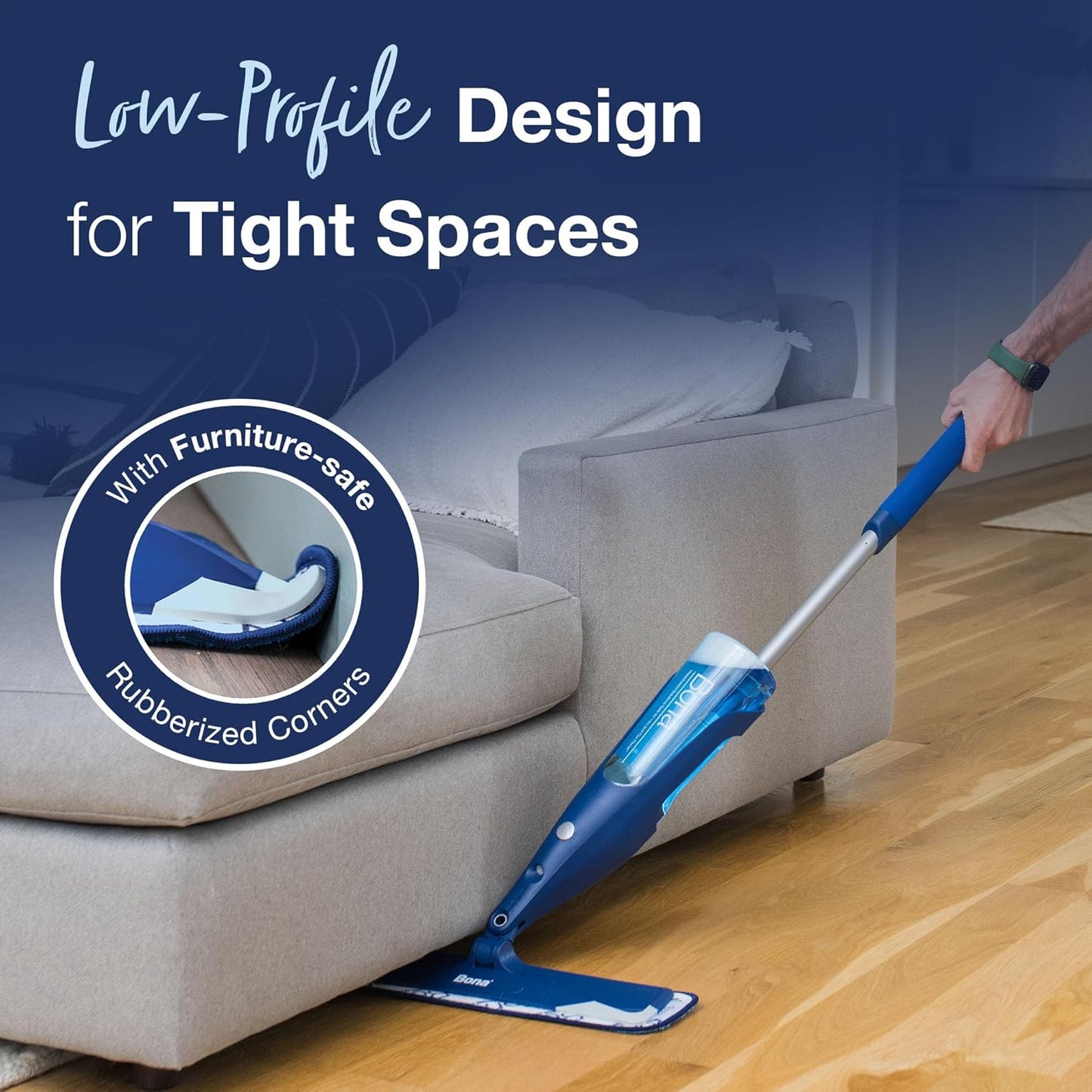 Bona Hardwood Floor Premium Spray Mop - Includes Wood Floor Cleaning Concentrate and Machine Washable Microfiber Cleaning Pad - Dual Zone Cleaning Design for Faster Cleanup
