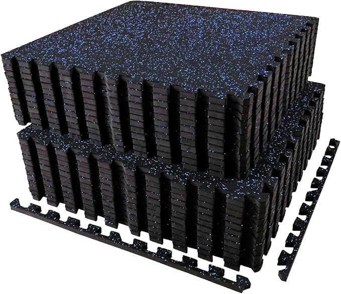 AIRHOP 0.56in Thick 96 Sq Ft Exercise Equipment Mats, 24Tiles Upgraded Rubber by Airhop