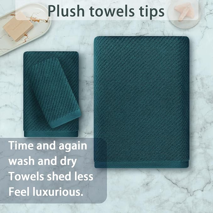VOOVA & MOVAS Towels Set for Bathroom, 100% Cotton | Quick Dry | Soft | Thick - Image 4
