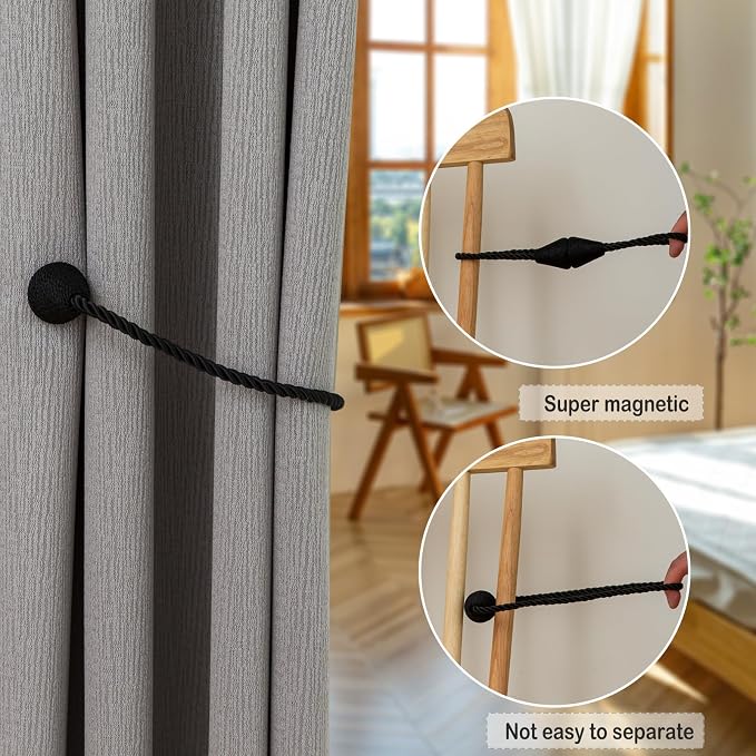 Magnetic Curtain Tiebacks 6 Pack Outdoor Rope Curtain Tie Backs Decorative - Image 4