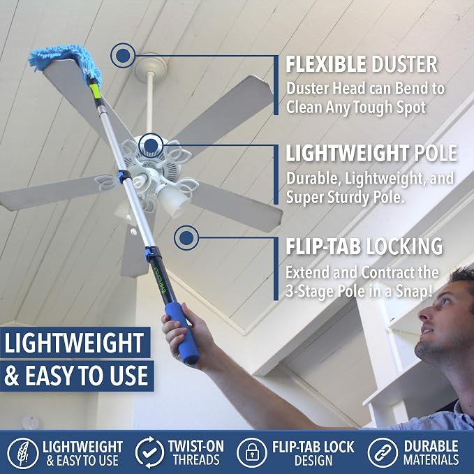 EVERSPROUT 3 Foot Flexible Microfiber Ceiling & Fan Duster | Bendable to Clean - Image 5