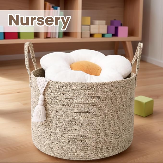 Woven Blanket Basket, 115L Large Rope Storage Bin - Image 4