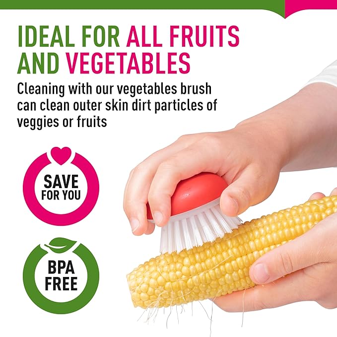Vegetable Brush Scrubber for Food – 2Pcs Set Fruit and Veggie Brush – Silicone - Image 4