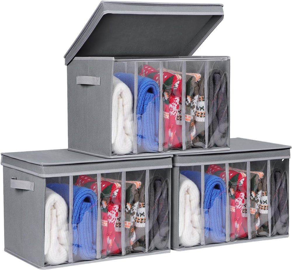 Zilink Sweater Storage for Closet Wardrobe Clothes Organizer, Grey, 3 Pack