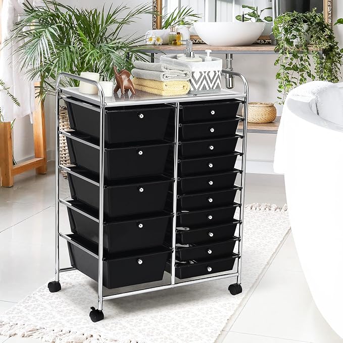 GOFLAME 15-Drawer Rolling Storage Cart, Utility Cart - Image 9