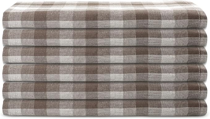 Kitchen Towels Set of 6 Brown/Ivory Checks 20x30 Inches 100% Cotton Highly - Image 2