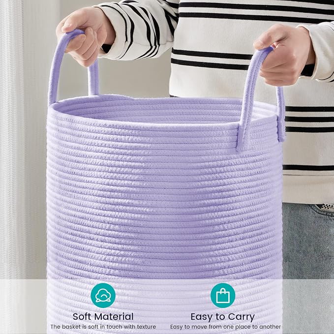 YOUDENOVA Laundry Hamper Basket, Woven 58L Tall Laundry Basket - Image 4