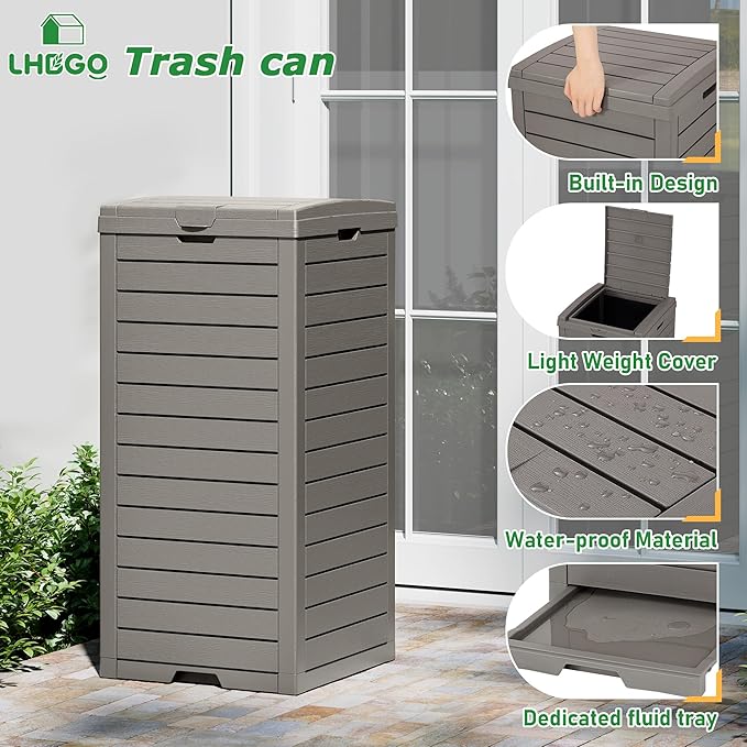 Outdoor Trash Can, 2 Set of 31 Gallon Garbage Can - Image 4