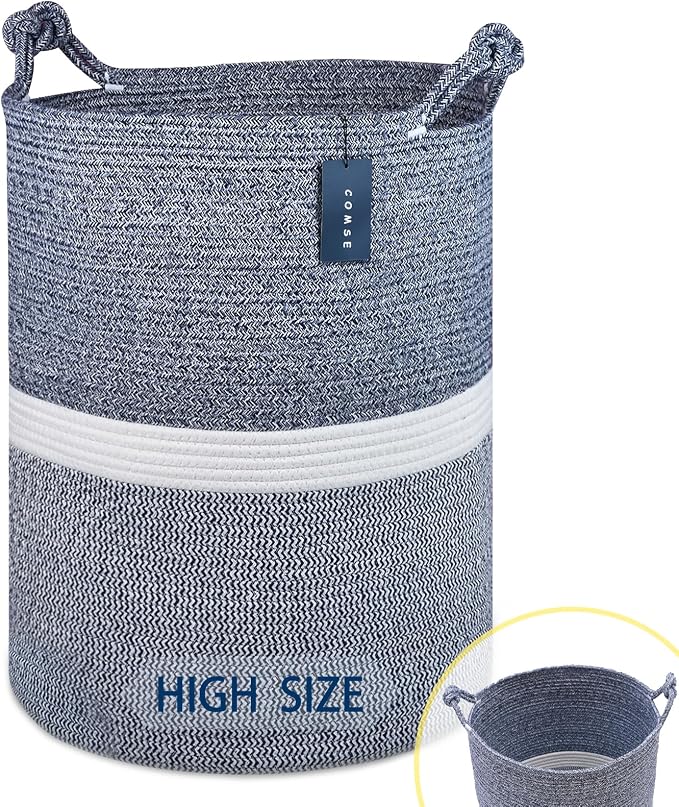 COMSE Extra Large Blanket Basket, Tall Woven Storage Basket, Nursery Hamper by COMSE