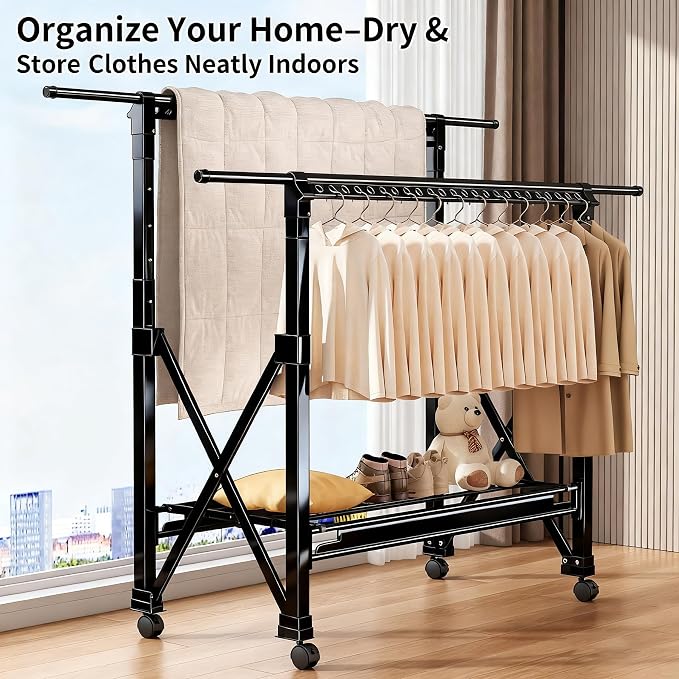 Heavy Duty Rolling Clothing Rack - Image 8