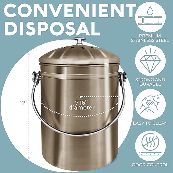 EPICA Countertop Compost Bin Kitchen | 1.3 Gallon | Odorless Composting Bin - Image 4