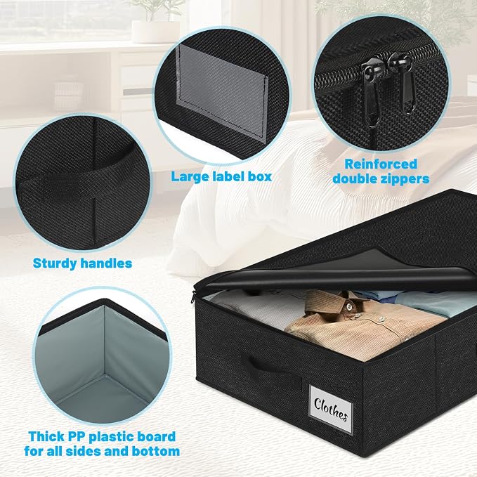 Under Bed Storage Container Bins 2 Pack, 4.5 Inch Slim Low Profile Underbed - Image 7