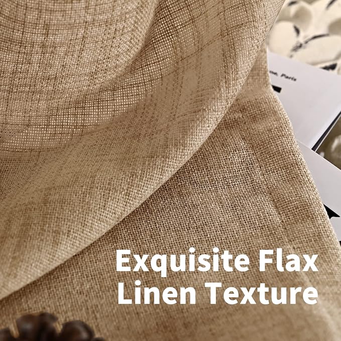 YoungsTex Toffee Linen Semi Sheer Curtains 95 Inch Length 2 Panels - Image 4