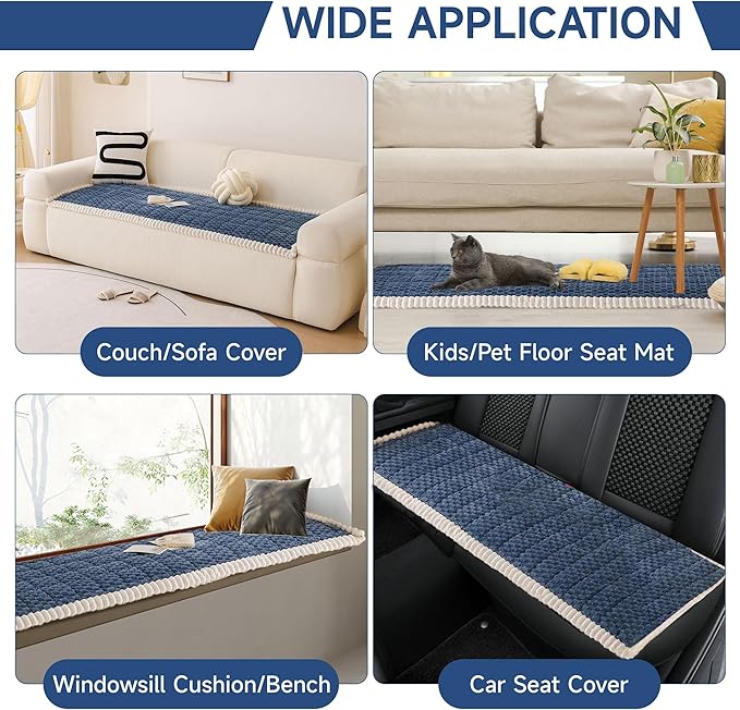 OTOB All Seasons Sofa Covers for 3 Cushion Couch Washable, Fuzzy Non Slip Kids - Image 7