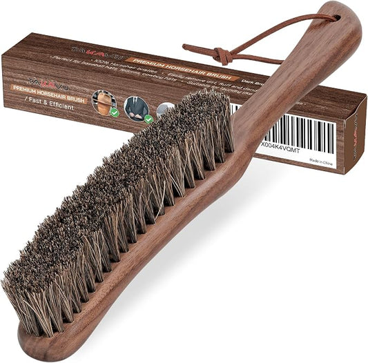 Lint Brush for Clothes with 100% Soft Horse Hair Bristle, Large Walnut Wood by TAKAVU