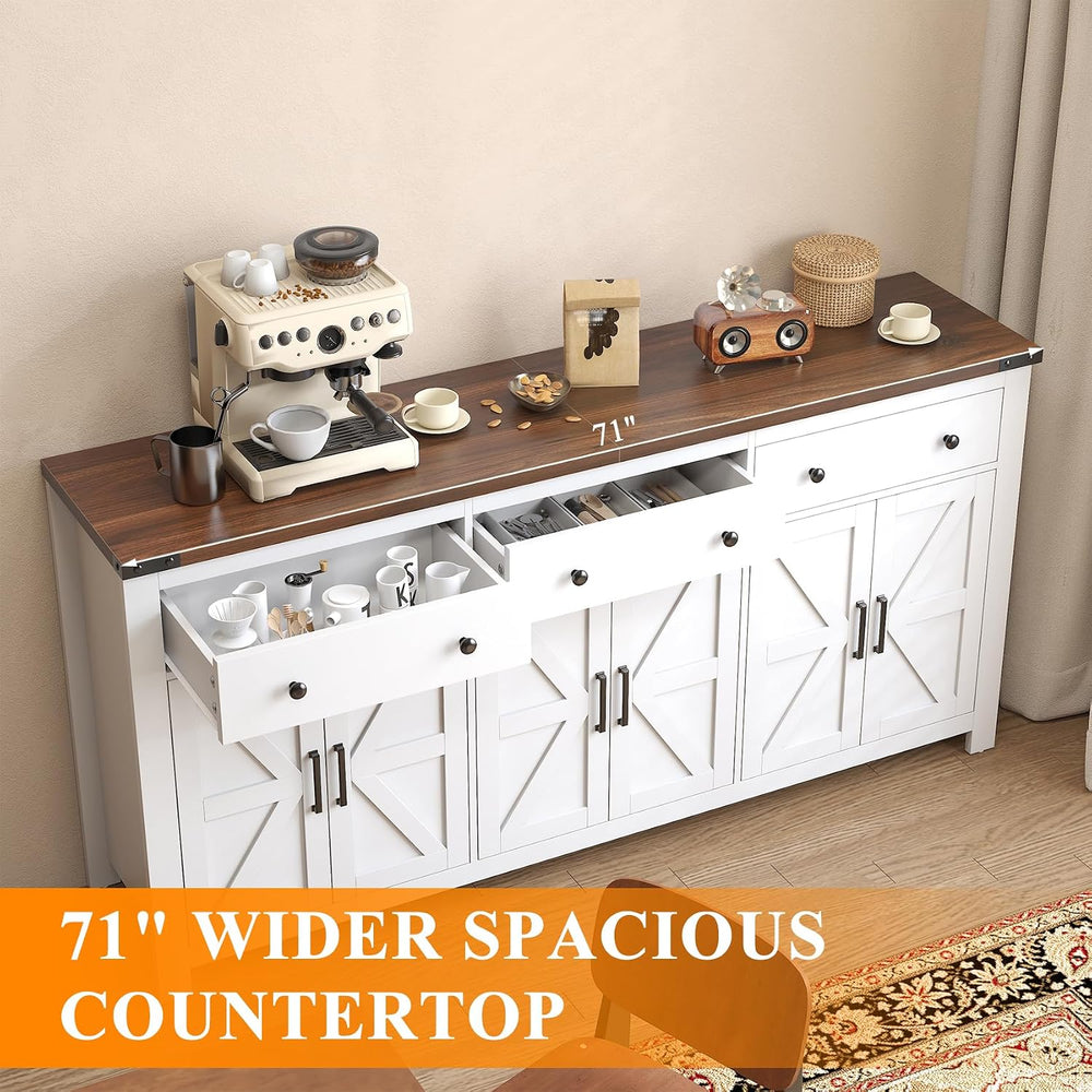 VVFLU 71" Large Sideboard Buffet Cabinet with Storage, Modern Farmhouse ...