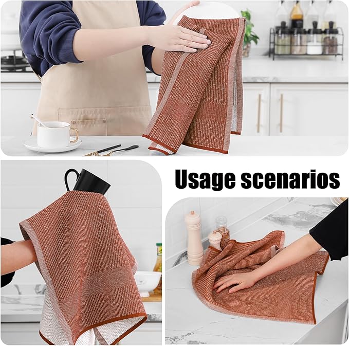 Homaxy Premium Kitchen Towels, Large Cotton Kitchen Hand Towels, Flat and Terry - Image 4