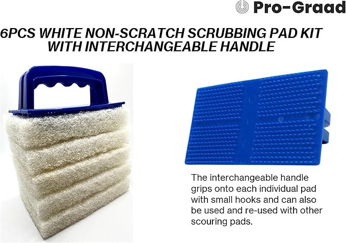 Handled Bath Scrubber 6 Piece Heavy Duty Cleaning Scrub Sponge Brush Bathroom - Image 4
