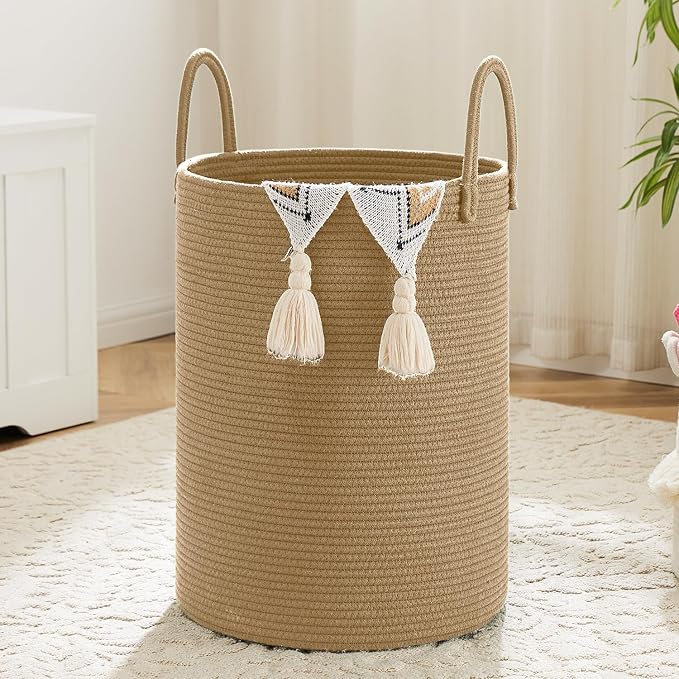 Laundry Basket, Woven Cotton Rope Laundry Hamper, 60L by Artfeel
