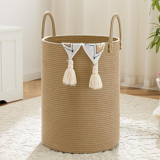 Laundry Basket, Woven Cotton Rope Laundry Hamper, 60L by Artfeel