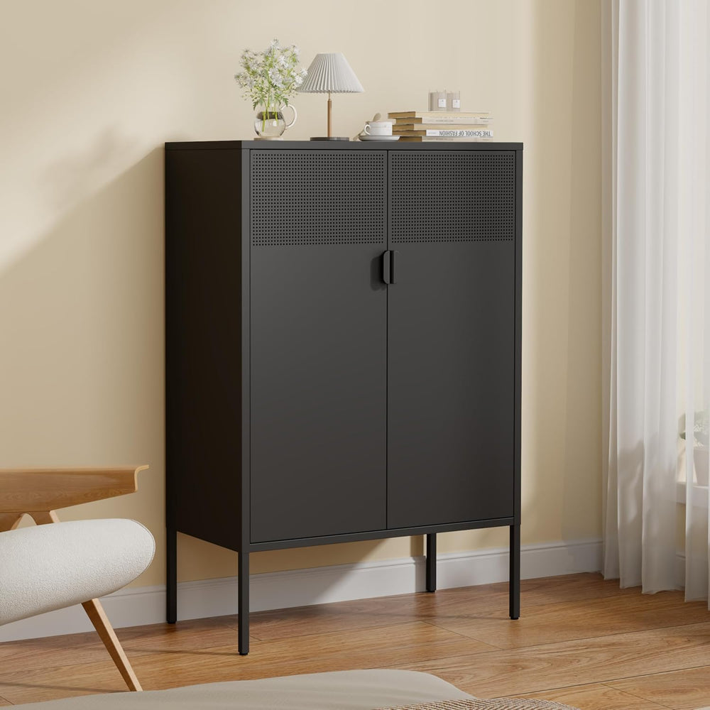 47" Black Metal Storage Cabinet Office Storage Multipurpose Cabinets