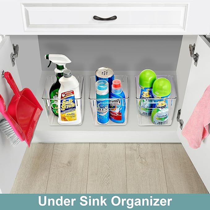 Sorbus 2 Pack Small Clear Plastic Storage Bins, Refrigerator, Under Sink - Image 4